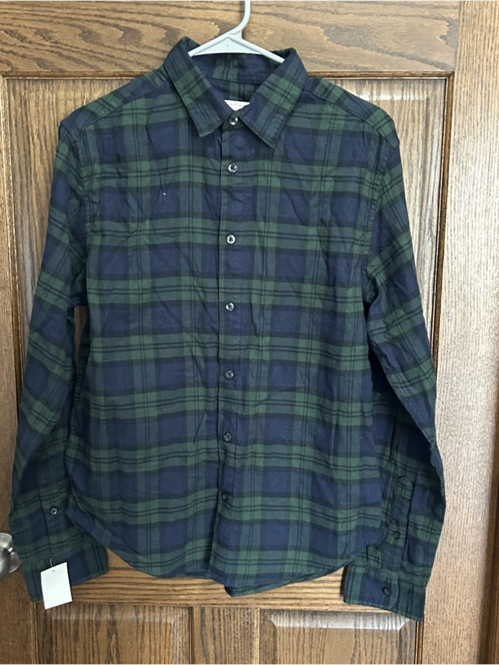 Target Men's Green and Navy Plaid Button-Down Shirt 100% cotton